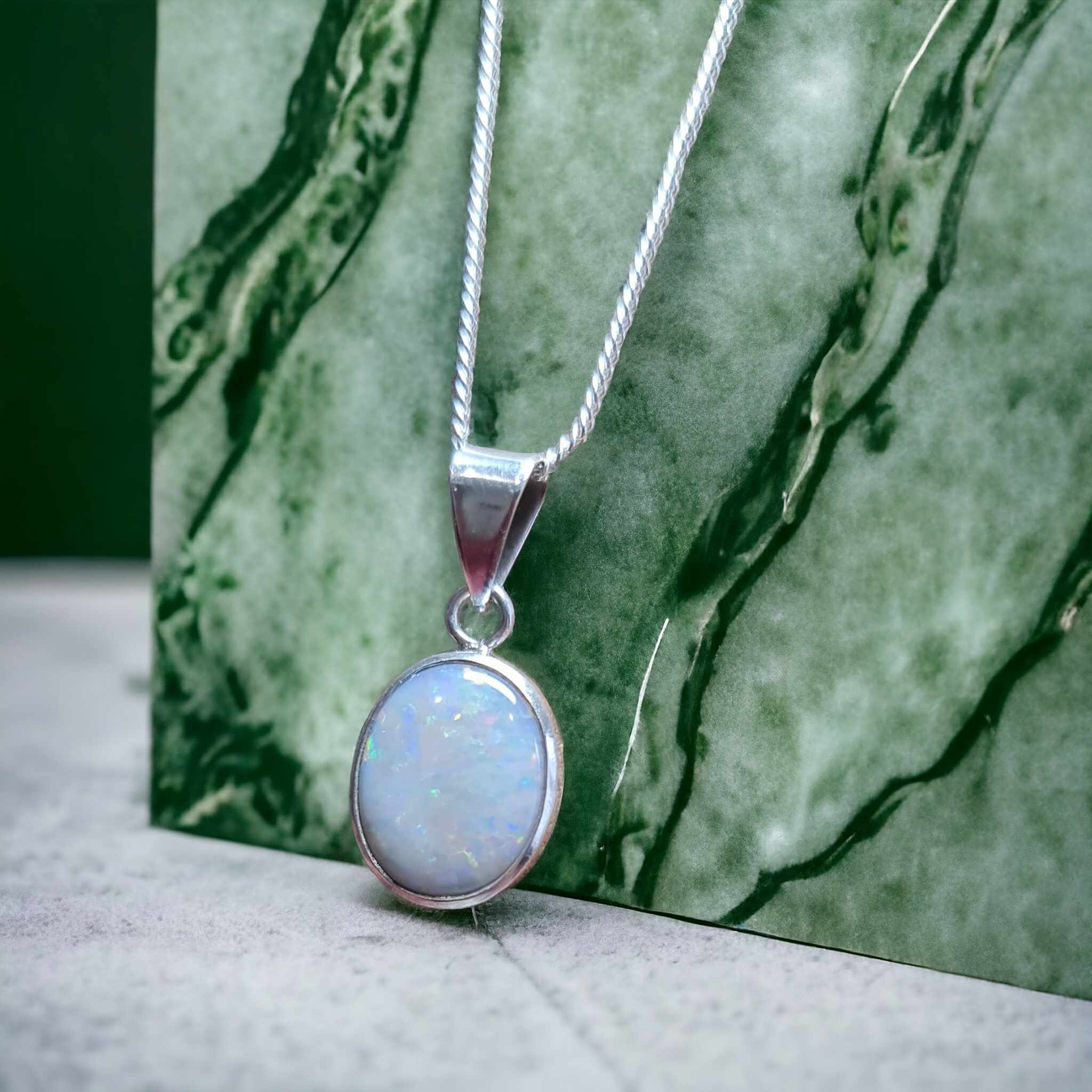 Coober Pedy Grey Base Opal Pendant in Silver 034y