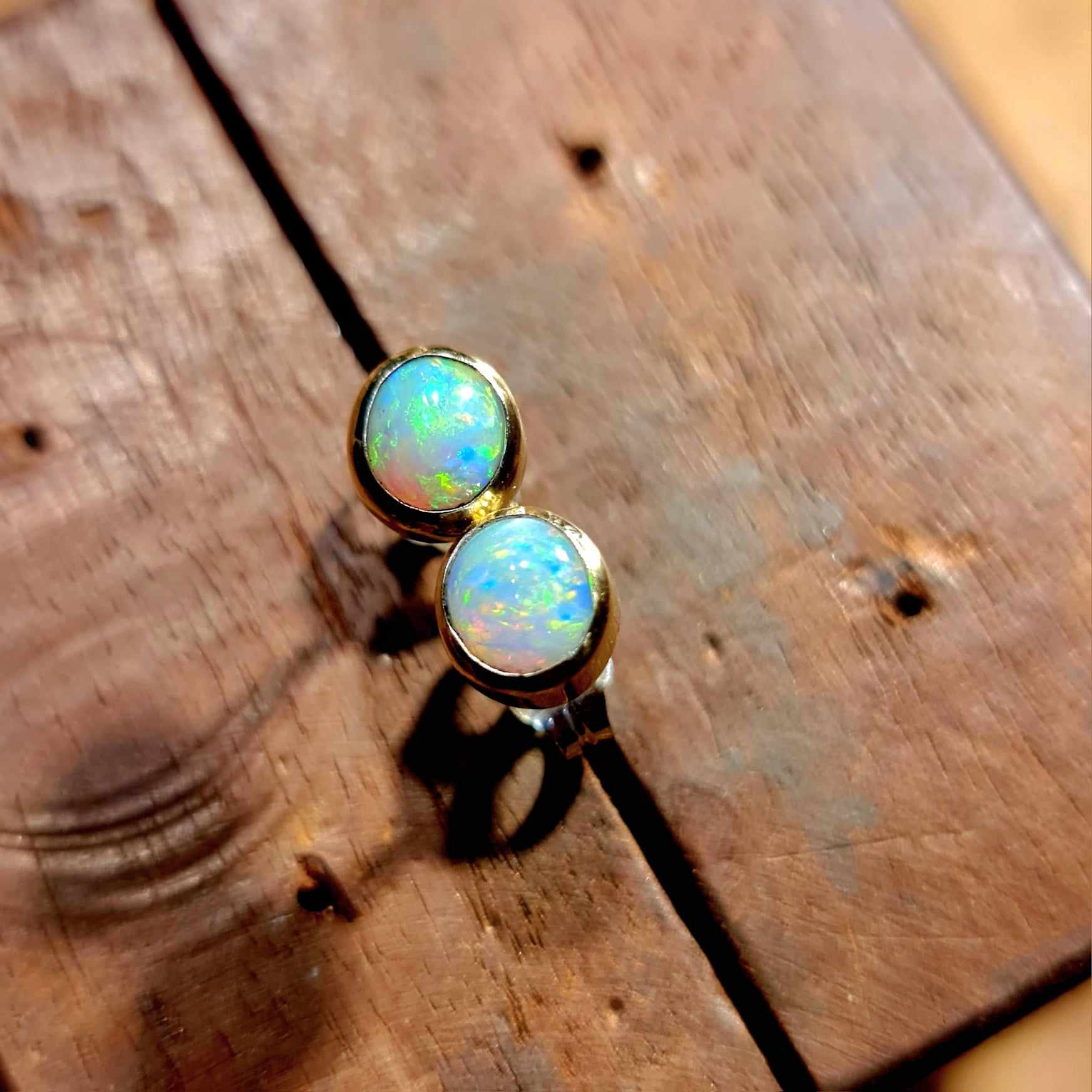 Coober Pedy Opal Gold Earrings 064E