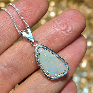 Rustic Coober Pedy White Opal Silver Pendant 067w