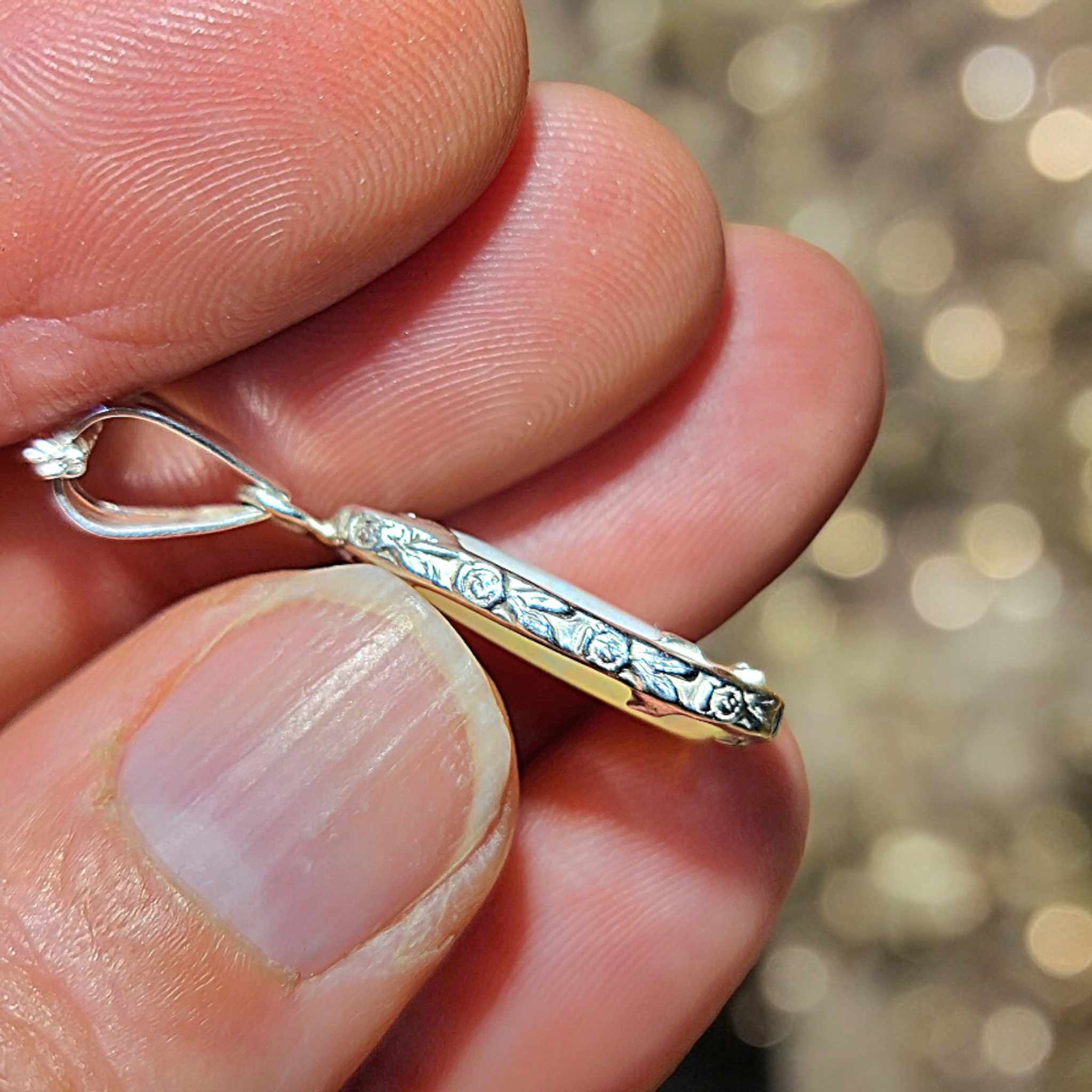 Rustic Coober Pedy White Opal Silver Pendant 067w