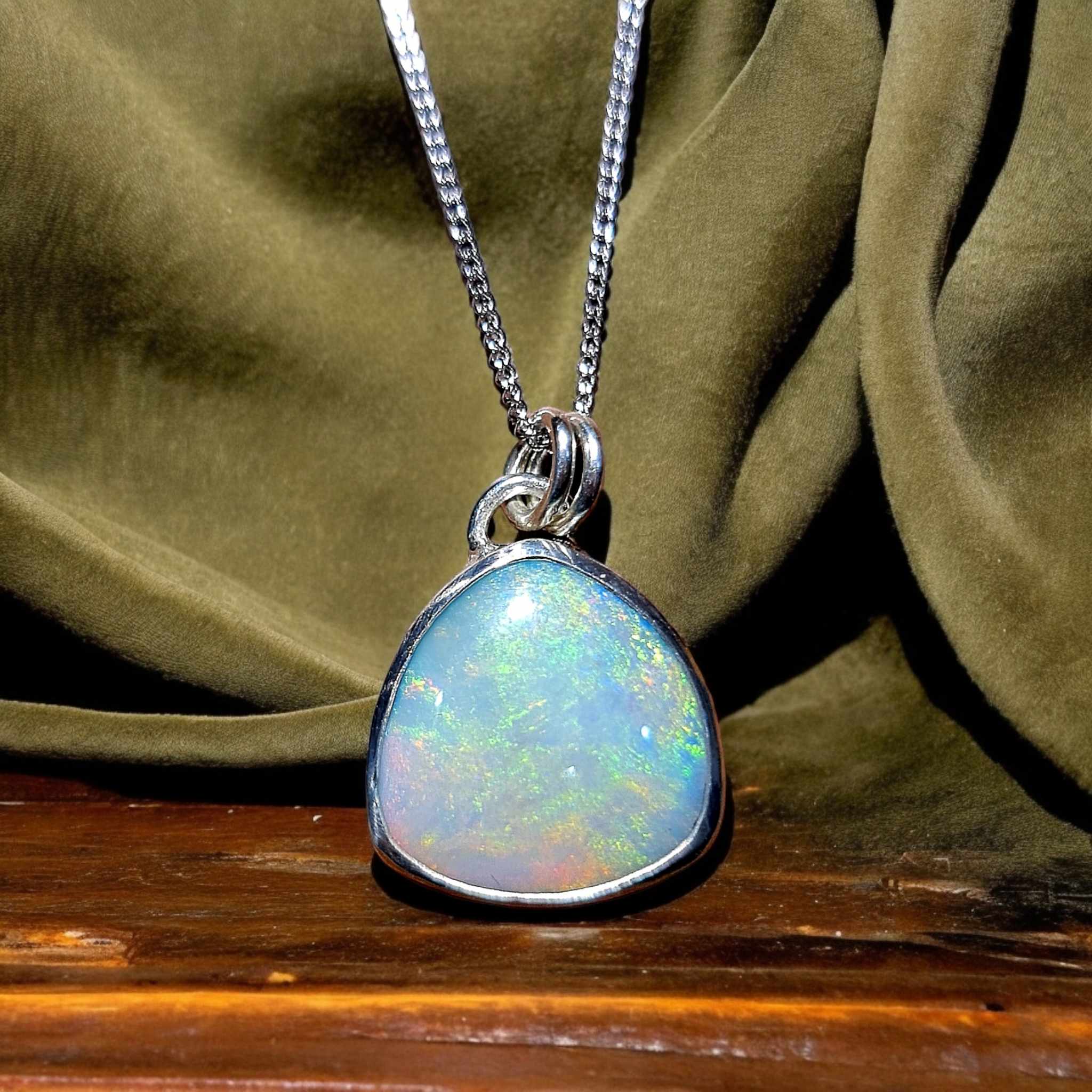 Coober Pedy Ocean Opal Silver Pendant 084H