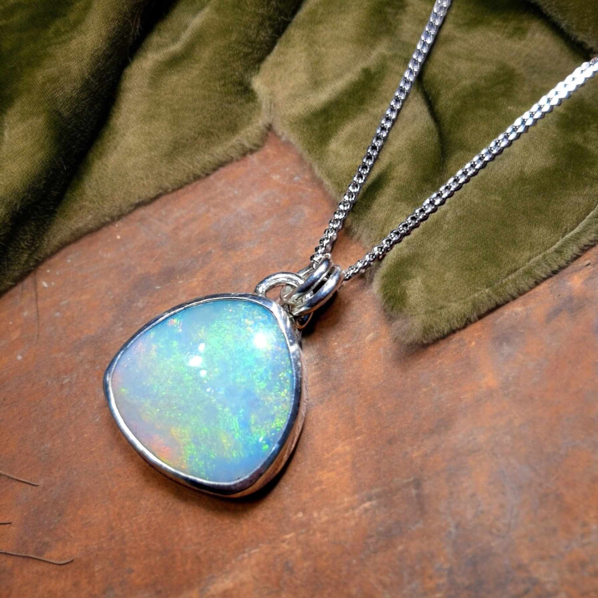 Coober Pedy Ocean Opal Silver Pendant 084H