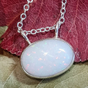 White Coober Pedy Opal Pendant 002F