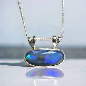 Semi Black Crystal Opal Pendant 080B