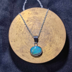 Lightning Ridge Green Opal Silver Pendant 080G