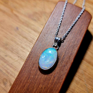 Coober Pedy White Opal Silver Pendant 074H