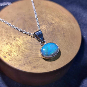 Lightning Ridge Green Opal Silver Pendant 080G
