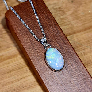 Coober Pedy White Opal Silver Pendant 074H