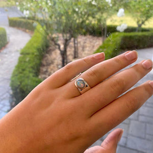 Rainbow Opal Adjustable Silver Ring 061m