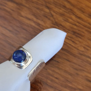 Lightning Ridge Blue Black Opal Adjustable Silver Ring 085c