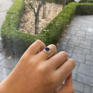 Lightning Ridge Blue Black Opal Adjustable Silver Ring 085c