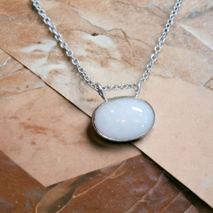 White Coober Pedy Opal Pendant 002F