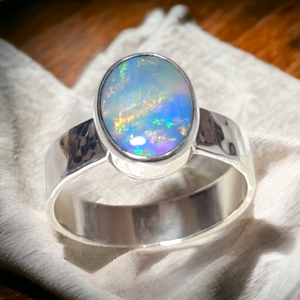 Mystic Coober Pedy Opal Silver Ring 083F