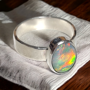 Mystic Coober Pedy Opal Silver Ring 083F