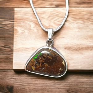 Boulder Opal Silver Pendant 008U1