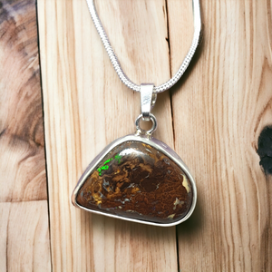 Boulder Opal Silver Pendant 008U1