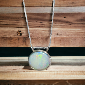 Coober Pedy Silver Opal Pendant 034x