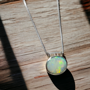 Coober Pedy Silver Opal Pendant 034x