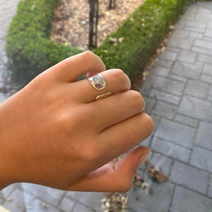 Rainbow Opal Adjustable Silver Ring 061m