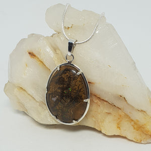 QLD Boulder Opal Silver Pendant 015L1