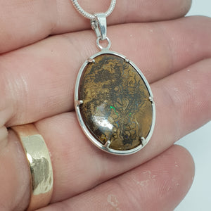 QLD Boulder Opal Silver Pendant 015L1