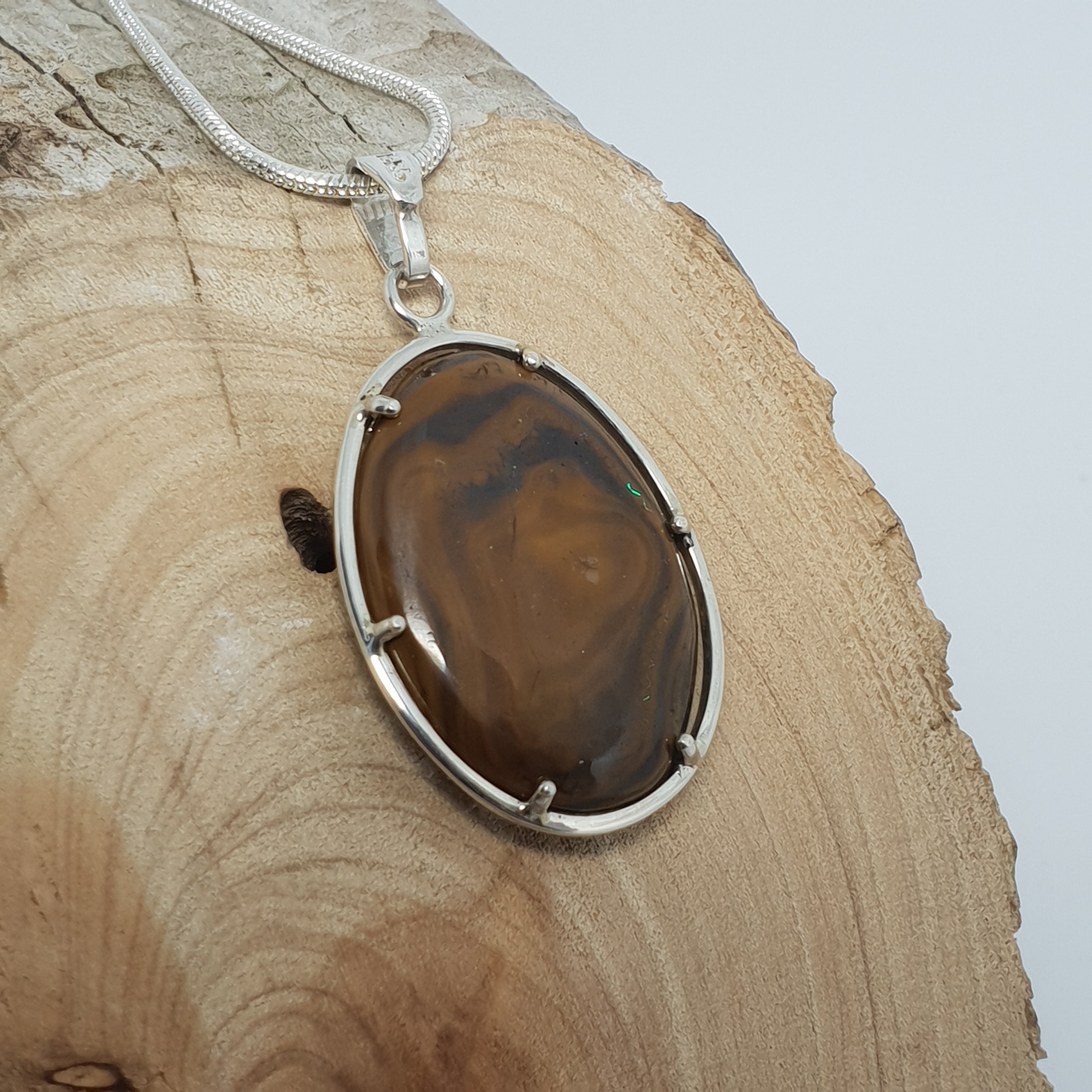QLD Boulder Opal Silver Pendant 015L1