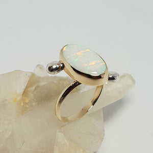 Tiger stripes Coober Pedy Crystal Opal Ring 045X1
