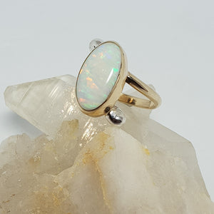 Tiger stripes Coober Pedy Crystal Opal Ring 045X1