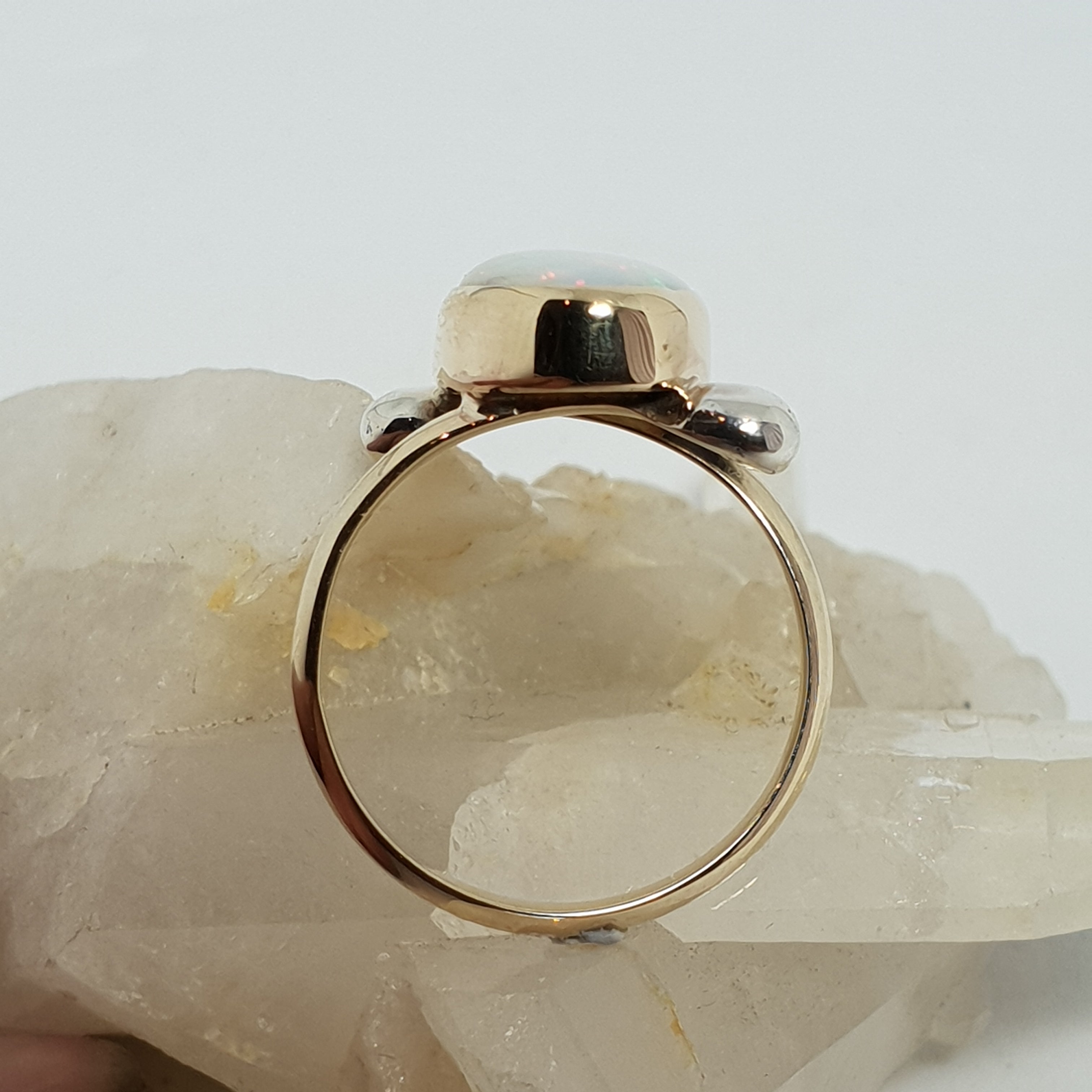 Tiger stripes Coober Pedy Crystal Opal Ring 045X1