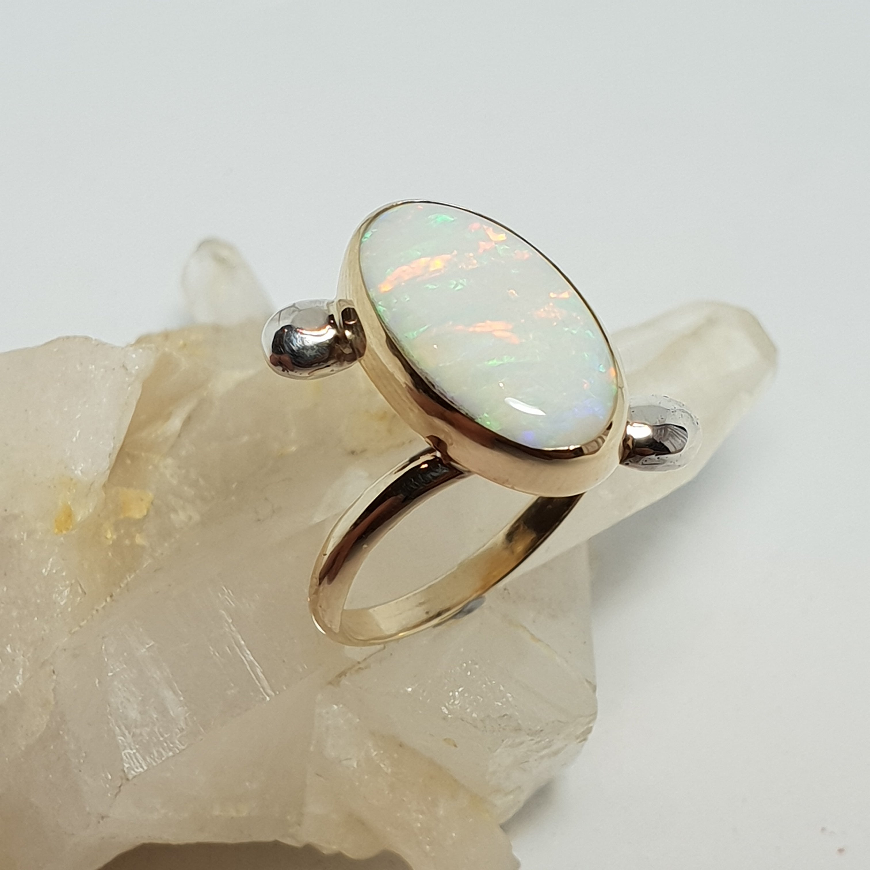 Tiger stripes Coober Pedy Crystal Opal Ring 045X1