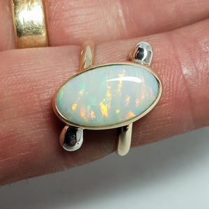 Tiger stripes Coober Pedy Crystal Opal Ring 045X1