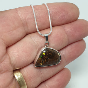 Boulder Opal Silver Pendant 008U1