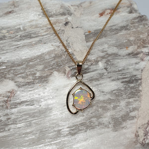 Coober Pedy Crystal Opal Gold Pendant 056C