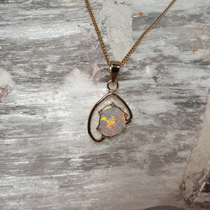 Coober Pedy Crystal Opal Gold Pendant 056C