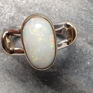 Gold and silver white Opal Ring 066B