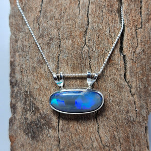 Semi Black Crystal Opal Pendant 080B