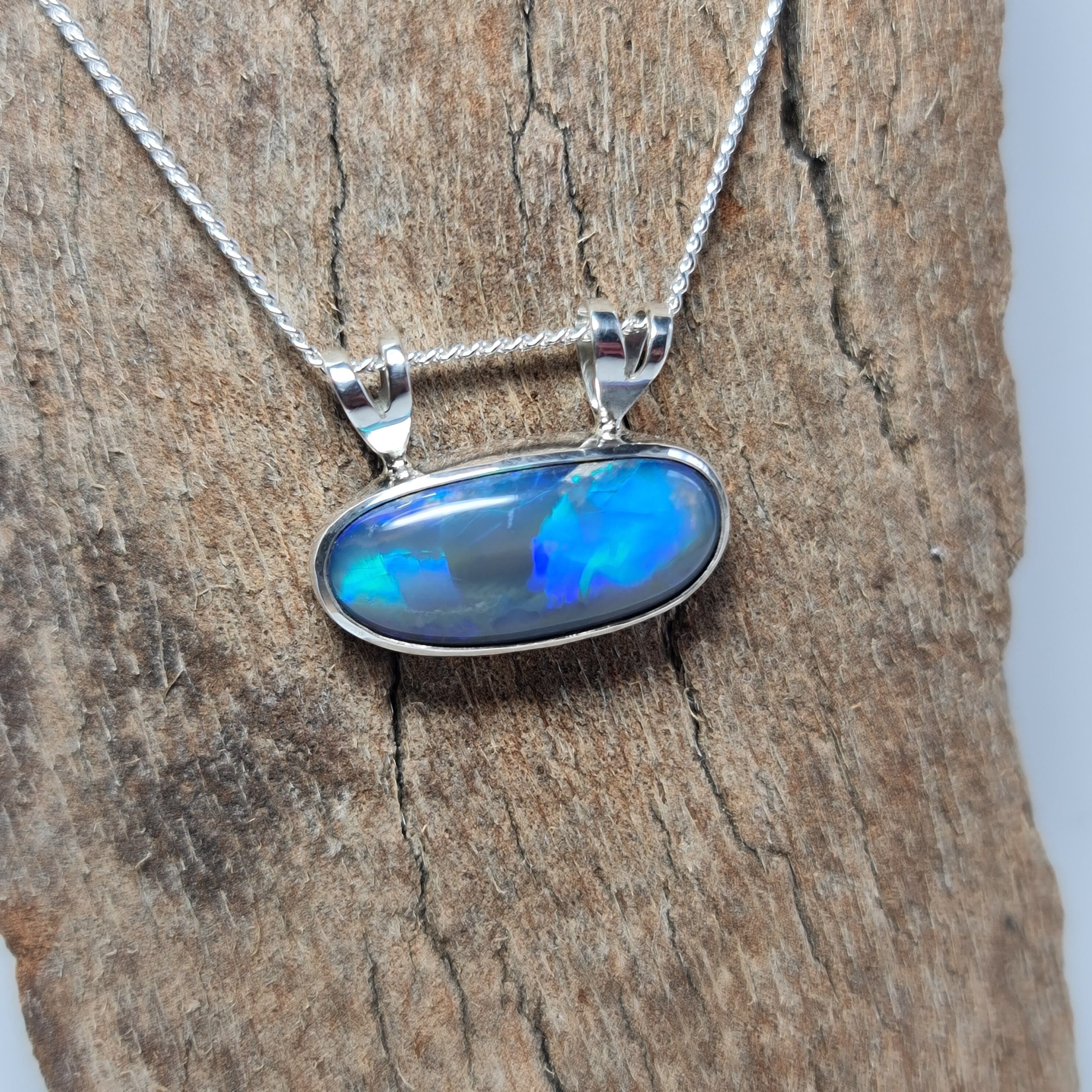 Semi Black Crystal Opal Pendant 080B