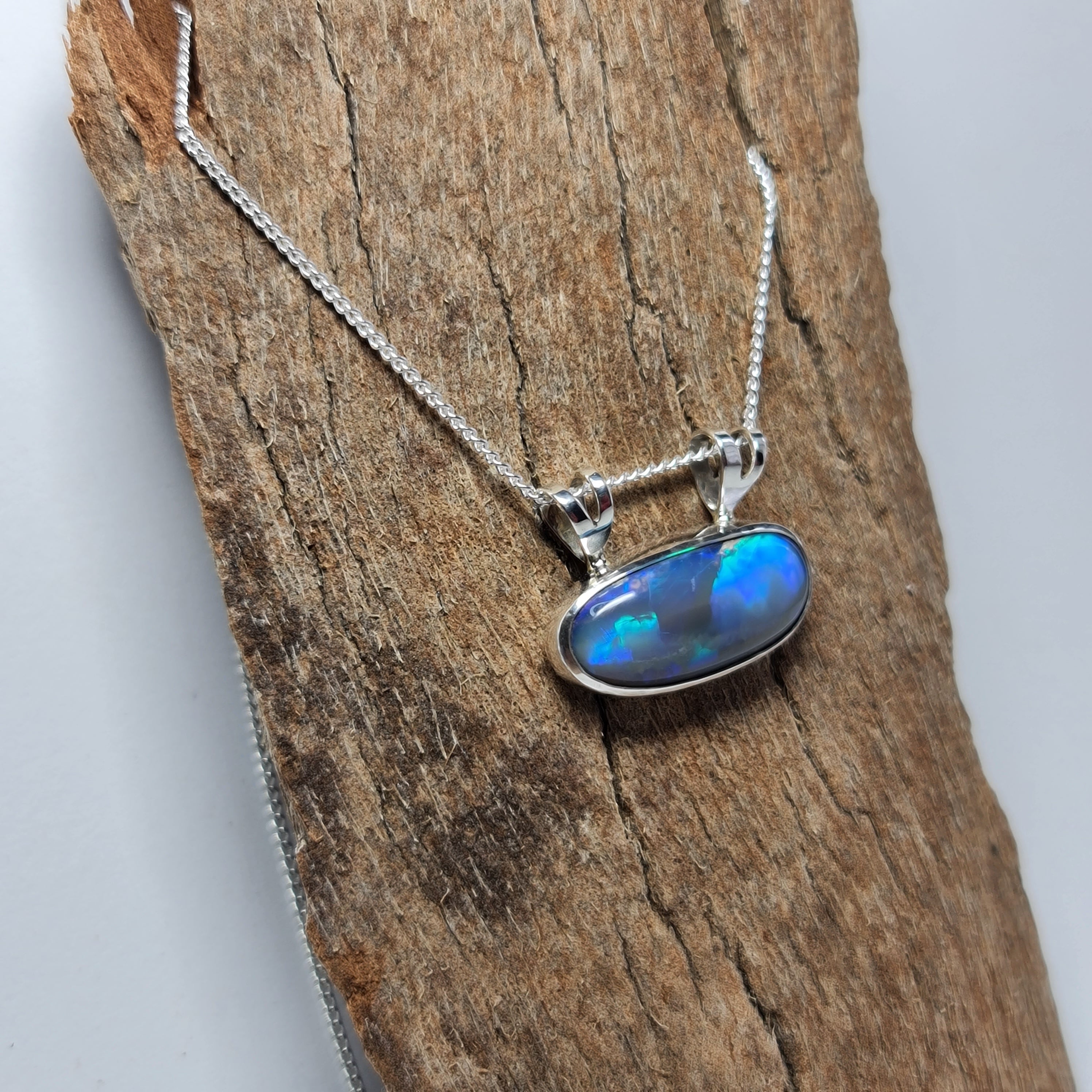 Semi Black Crystal Opal Pendant 080B