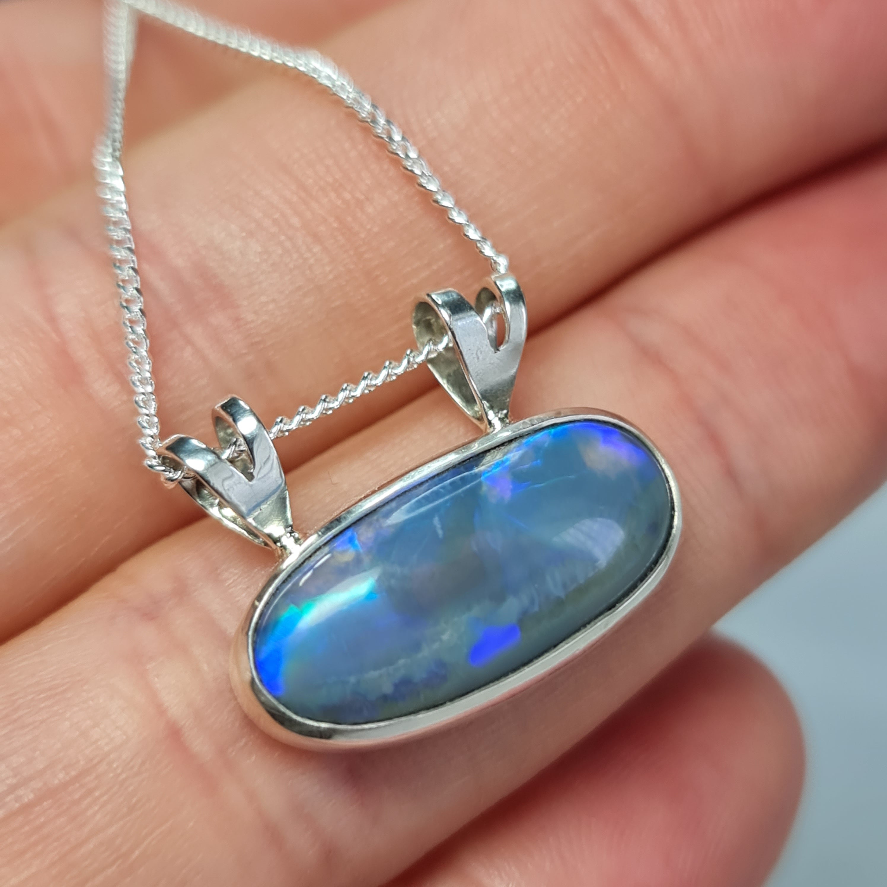 Semi Black Crystal Opal Pendant 080B