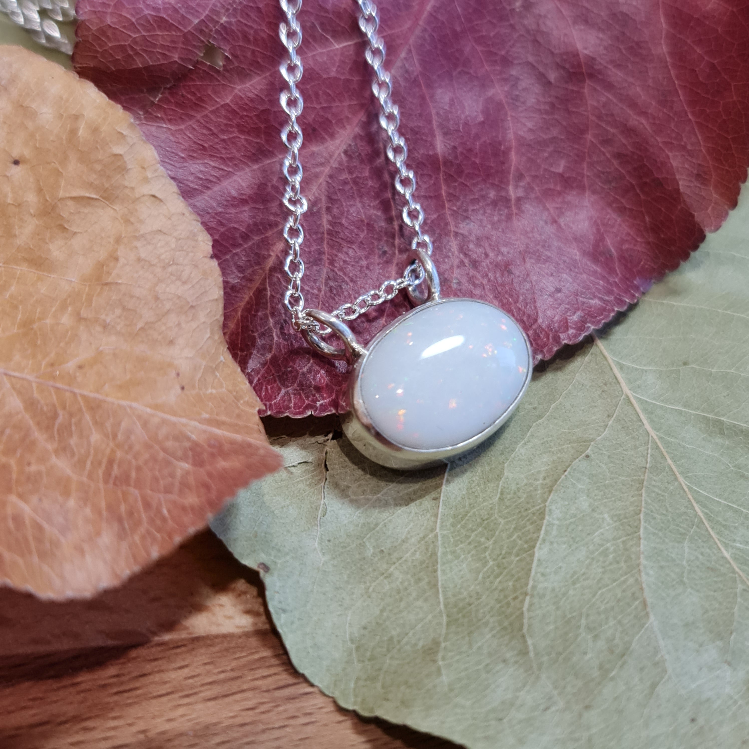 White Coober Pedy Opal Pendant 002F