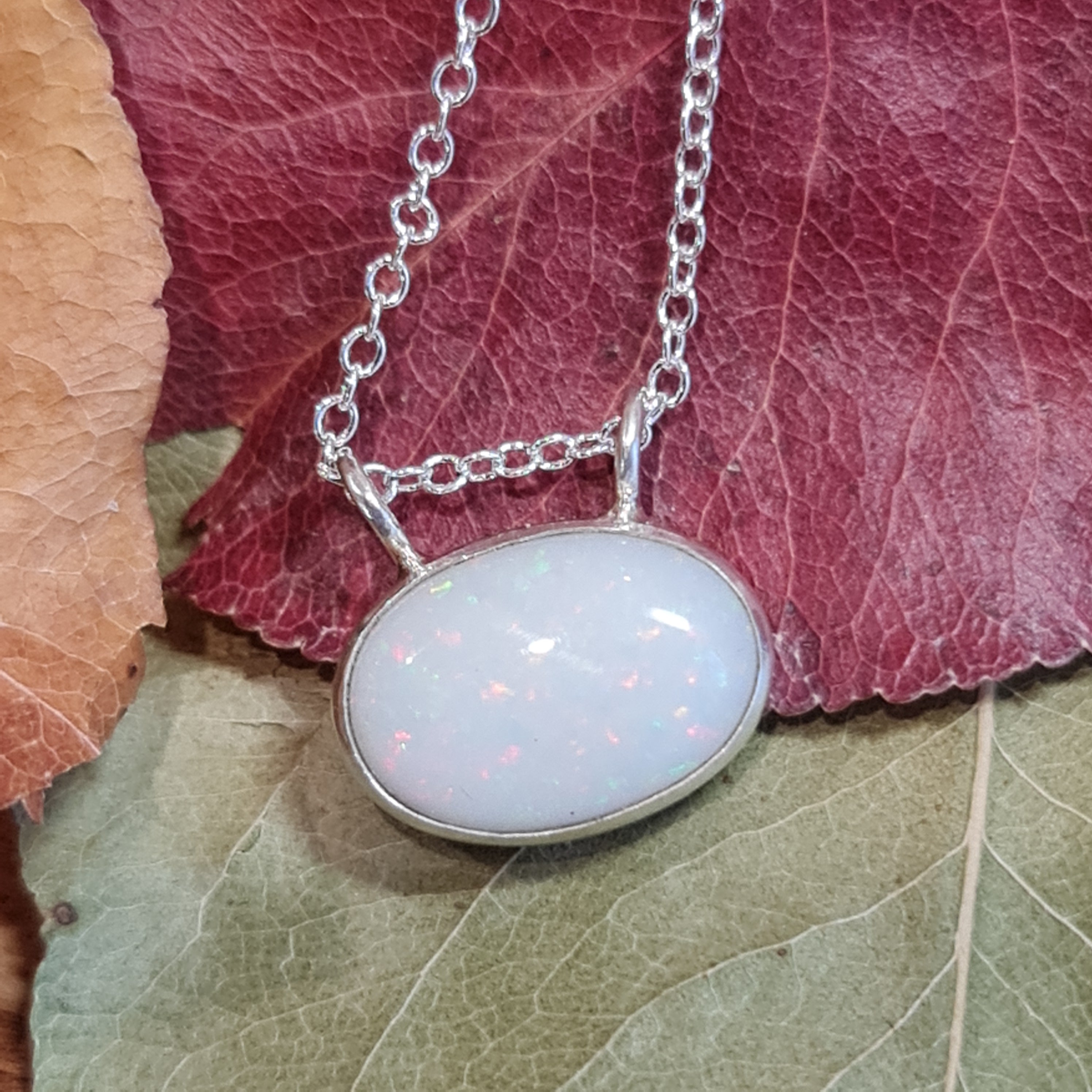 White Coober Pedy Opal Pendant 002F