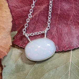 White Coober Pedy Opal Pendant 002F