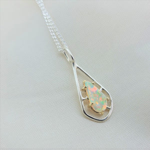 Gold & Silver Coober Pedy Crystal Opal Pendant 066H