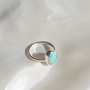 White Rainbow Opal Silver Ring 076S