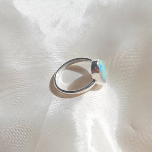 White Rainbow Opal Silver Ring 076S