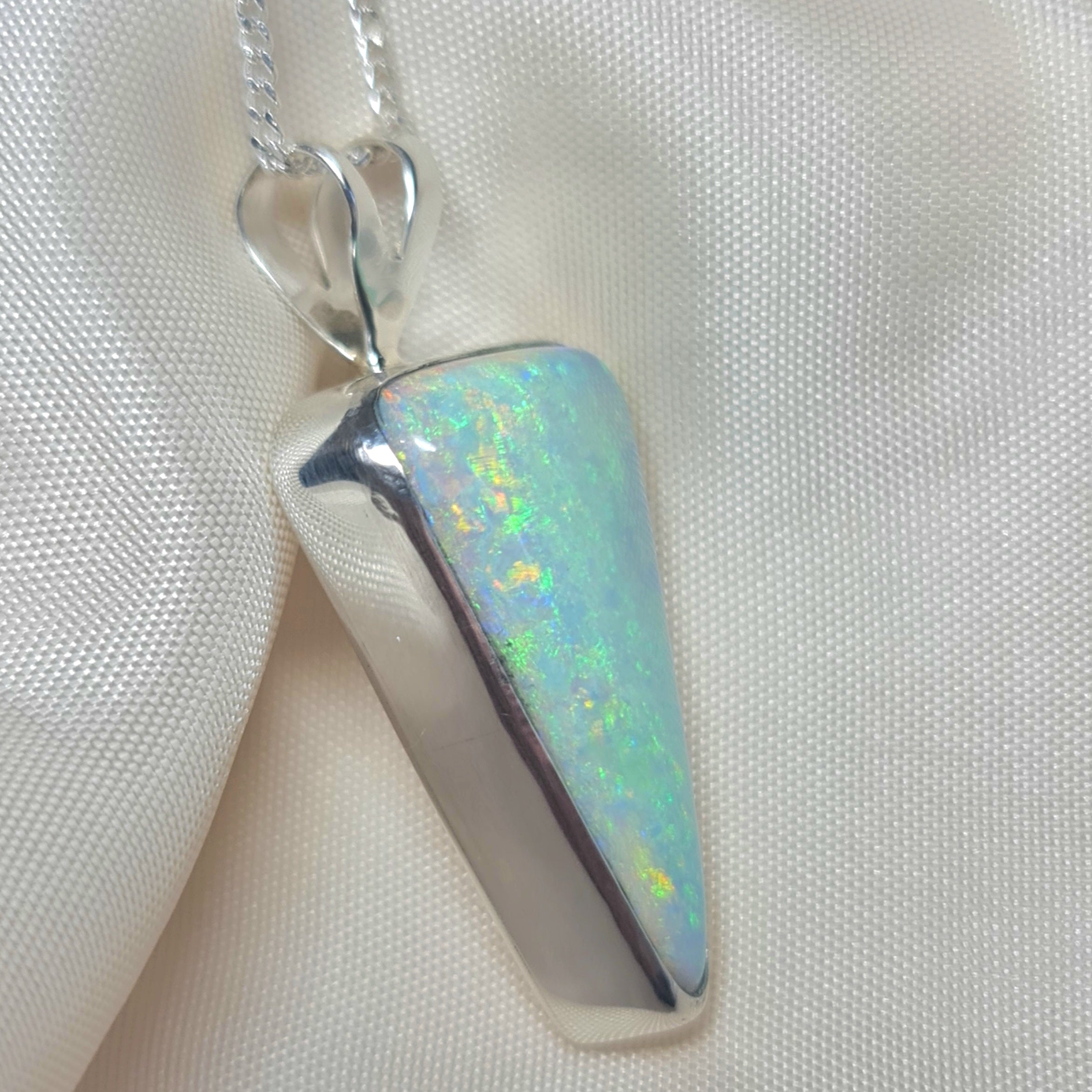 Silver Coober Pedy Crystal Opal Pendant 084f