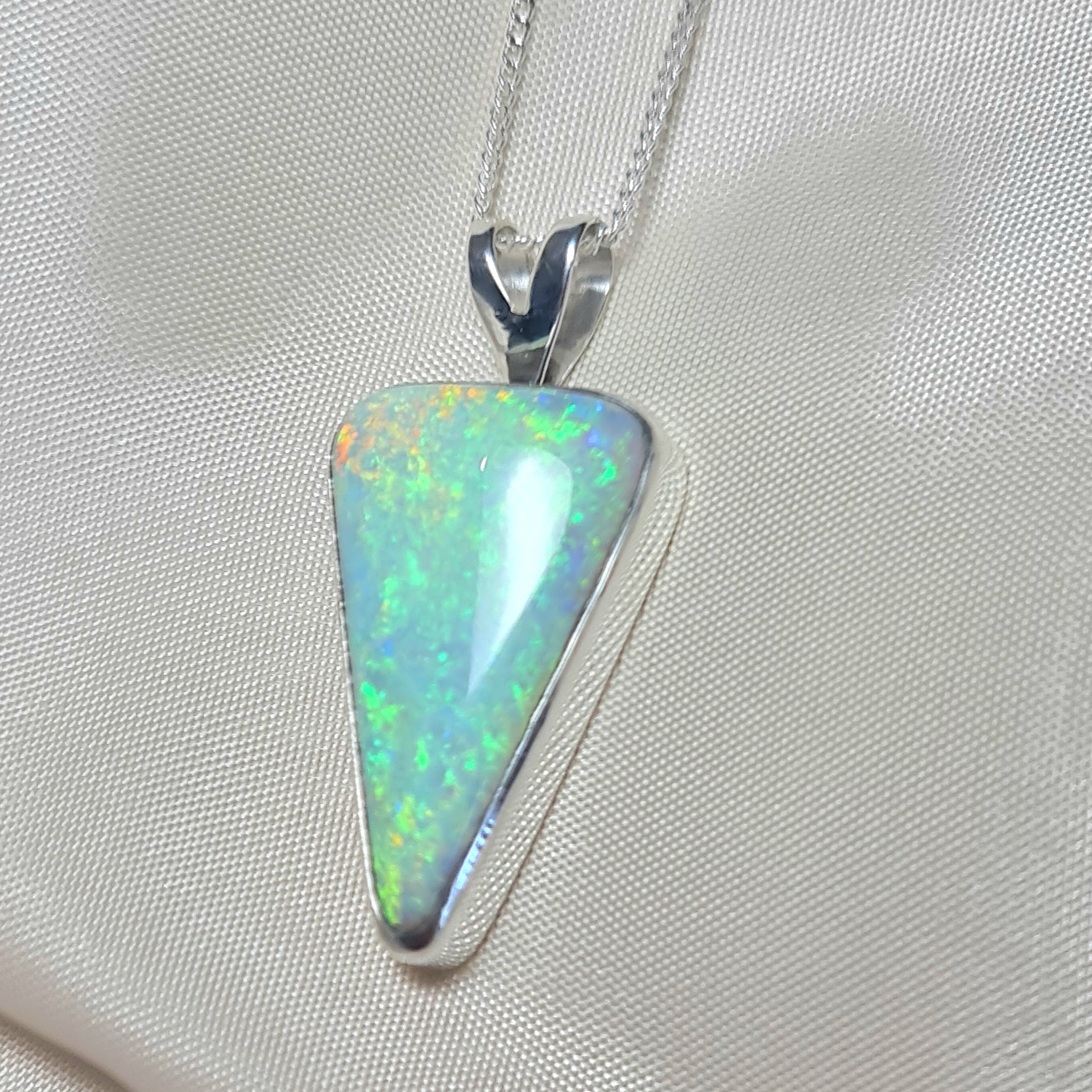 Silver Coober Pedy Crystal Opal Pendant 084f