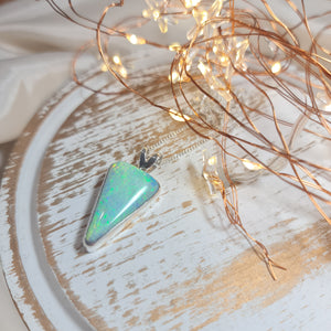 Silver Coober Pedy Crystal Opal Pendant 084f