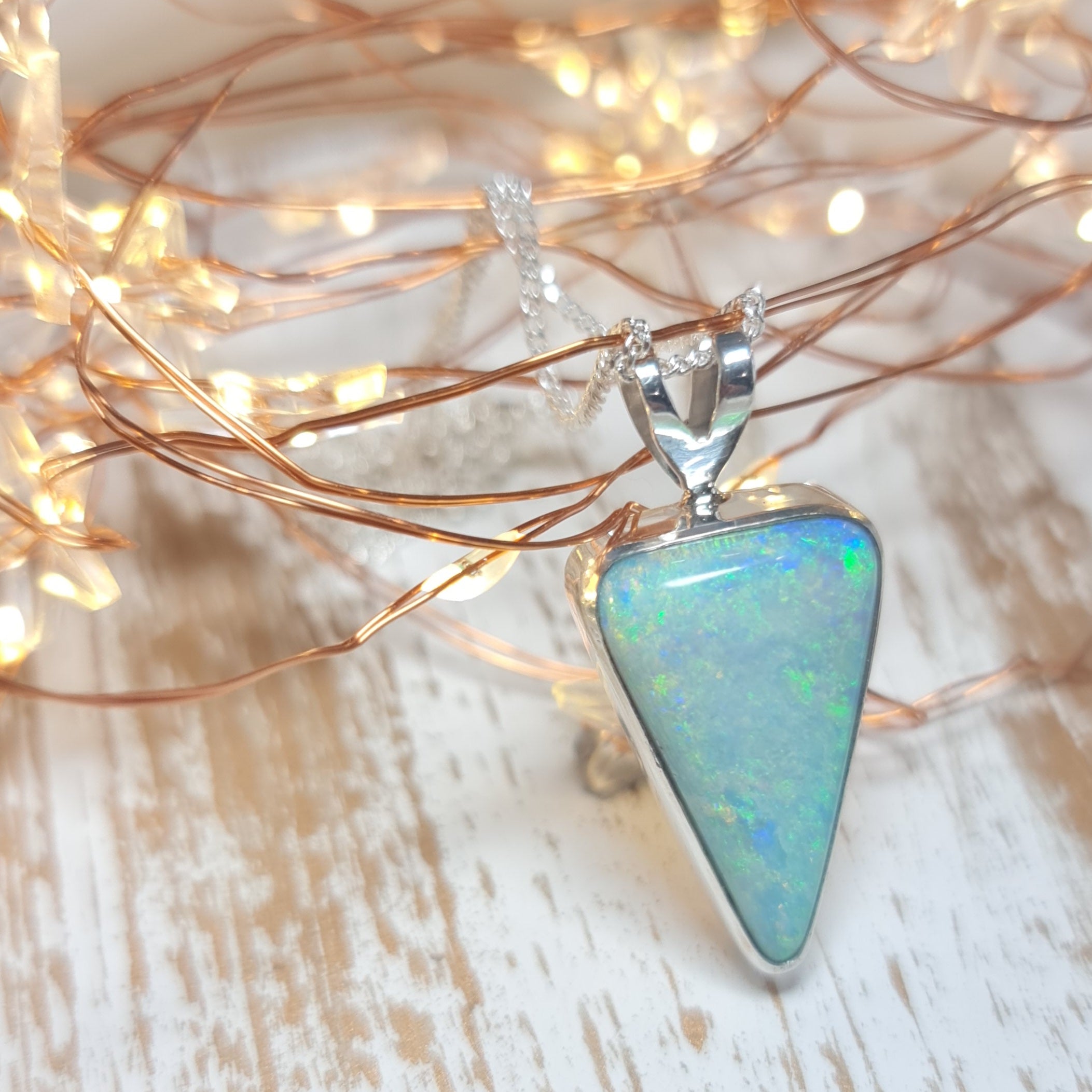 Silver Coober Pedy Crystal Opal Pendant 084f