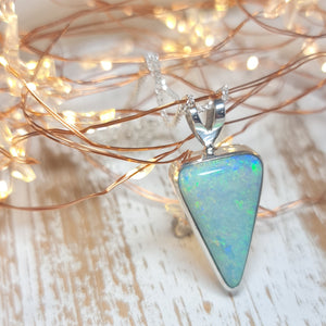 Silver Coober Pedy Crystal Opal Pendant 084f